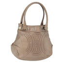 CELINE Shoulder Bag Leather Beige Gold Auth 179469-1