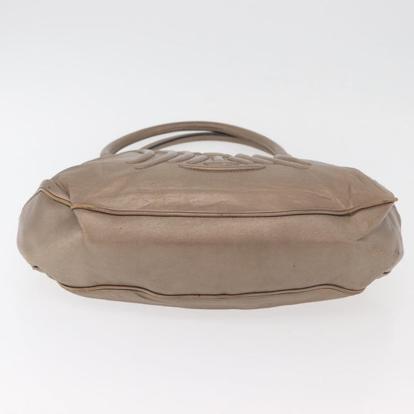 CELINE Shoulder Bag Leather Beige Gold Auth 179469