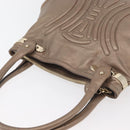 CELINE Shoulder Bag Leather Beige Gold Auth 179469-7