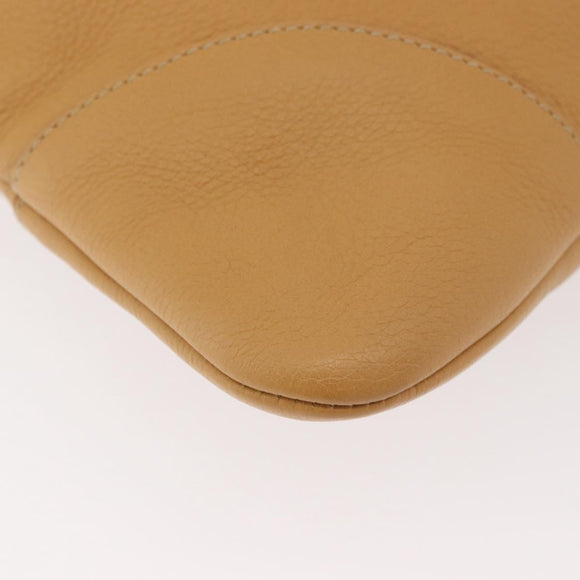 PRADA Chain Shoulder Bag Leather Beige Gold Auth 179470A
