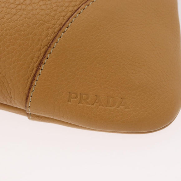 PRADA Chain Shoulder Bag Leather Beige Gold Auth 179470A