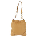 PRADA Chain Shoulder Bag Leather Beige Gold Auth 179470A-13