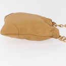 PRADA Chain Shoulder Bag Leather Beige Gold Auth 179470A-3