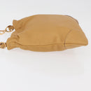 PRADA Chain Shoulder Bag Leather Beige Gold Auth 179470A-4