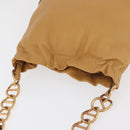 PRADA Chain Shoulder Bag Leather Beige Gold Auth 179470A-6