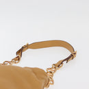 PRADA Chain Shoulder Bag Leather Beige Gold Auth 179470A-8