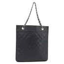 CHANEL Matelasse Chain Tote Bag Lamb Skin Black Gold CC Auth 179471-1