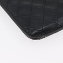 CHANEL Matelasse Chain Tote Bag Lamb Skin Black Gold CC Auth 179471-10