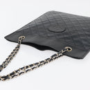 CHANEL Matelasse Chain Tote Bag Lamb Skin Black Gold CC Auth 179471-6