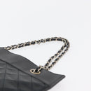 CHANEL Matelasse Chain Tote Bag Lamb Skin Black Gold CC Auth 179471-8