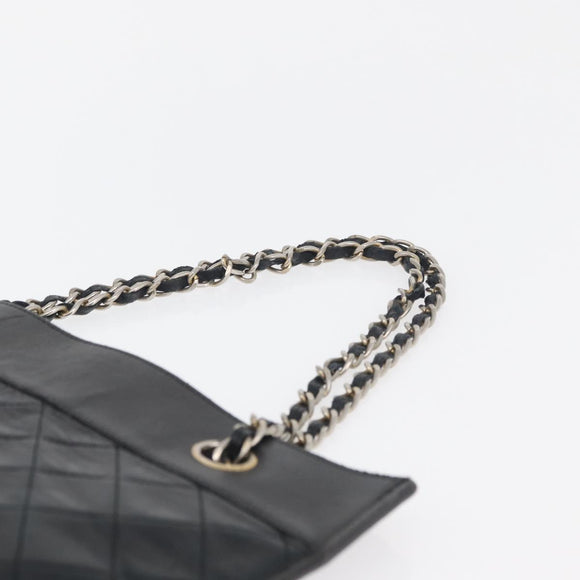 CHANEL Matelasse Chain Tote Bag Lamb Skin Black Gold CC Auth 179471