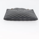 CHANEL Matelasse Chain Tote Bag Lamb Skin Black Gold CC Auth 179471-9