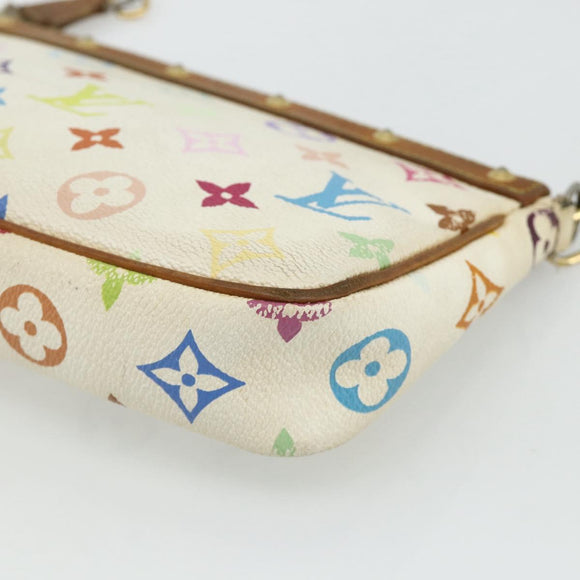 LOUIS VUITTON Monogram Multicolor Pochette Beutel Weiß M92649 LV Auth 179487