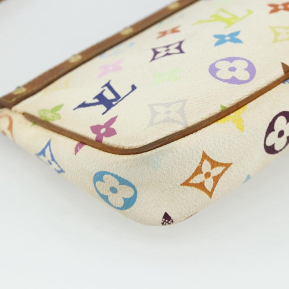 LOUIS VUITTON Monogram Multicolor Pochette Beutel Weiß M92649 LV Auth 179487