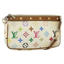 LOUIS VUITTON Monogram Multicolor Pochette Beutel Weiß M92649 LV Auth 179487-1
