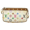 LOUIS VUITTON Monogram Multicolor Pochette Beutel Weiß M92649 LV Auth 179487-13