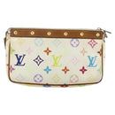 LOUIS VUITTON Monogram Multicolor Pochette Beutel Weiß M92649 LV Auth 179487-2