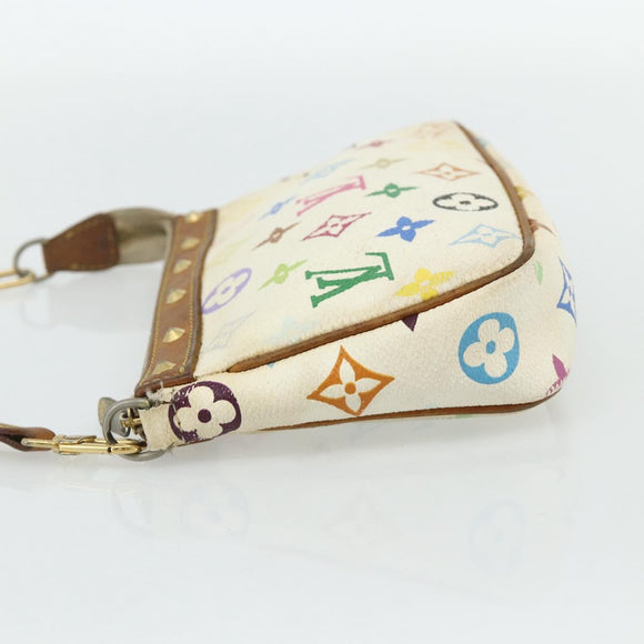 LOUIS VUITTON Monogram Multicolor Pochette Beutel Weiß M92649 LV Auth 179487