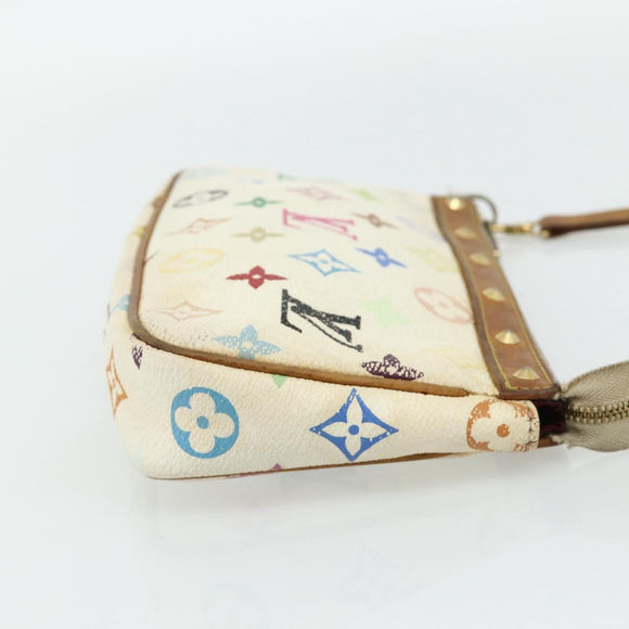 LOUIS VUITTON Monogram Multicolor Pochette Beutel Weiß M92649 LV Auth 179487