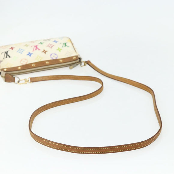 LOUIS VUITTON Monogram Multicolor Pochette Beutel Weiß M92649 LV Auth 179487