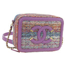 CHANEL Matelasse Ketting Schoudertas Tweed Paars Goud CC Auth 179491SAM-1