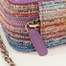CHANEL Matelasse Ketting Schoudertas Tweed Paars Goud CC Auth 179491SAM-9