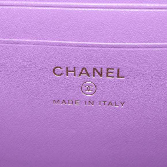 CHANEL Matelasse Ketting Schoudertas Tweed Paars Goud CC Auth 179491SAM