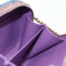 CHANEL Matelasse Ketting Schoudertas Tweed Paars Goud CC Auth 179491SAM-21