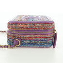 CHANEL Matelasse Ketting Schoudertas Tweed Paars Goud CC Auth 179491SAM-3