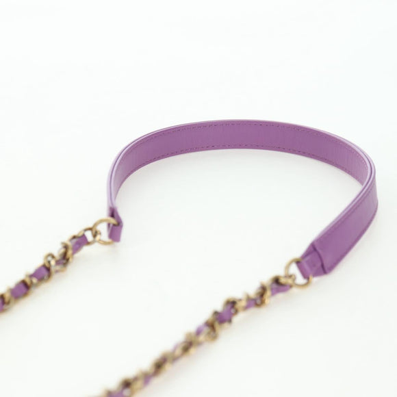 CHANEL Matelasse Ketting Schoudertas Tweed Paars Goud CC Auth 179491SAM