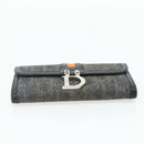 Christian Dior Trotter Canvas Long Wallet Silver Black Auth 179493-7