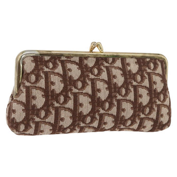 Christian Dior Trotter Canvas Pouch Brown Gold Auth 179495