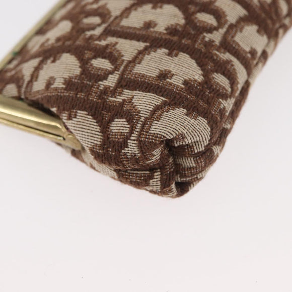 Christian Dior Trotter Canvas Pouch Brown Gold Auth 179495