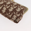 Christian Dior Trotter Canvas Pouch Brown Gold Auth 179495-14