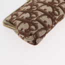 Christian Dior Trotter Canvas Pouch Brown Gold Auth 179495-15