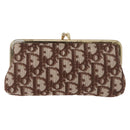 Christian Dior Trotter Canvas Pouch Brown Gold Auth 179495-13
