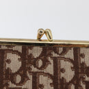 Christian Dior Trotter Canvas Pouch Brown Gold Auth 179495-2