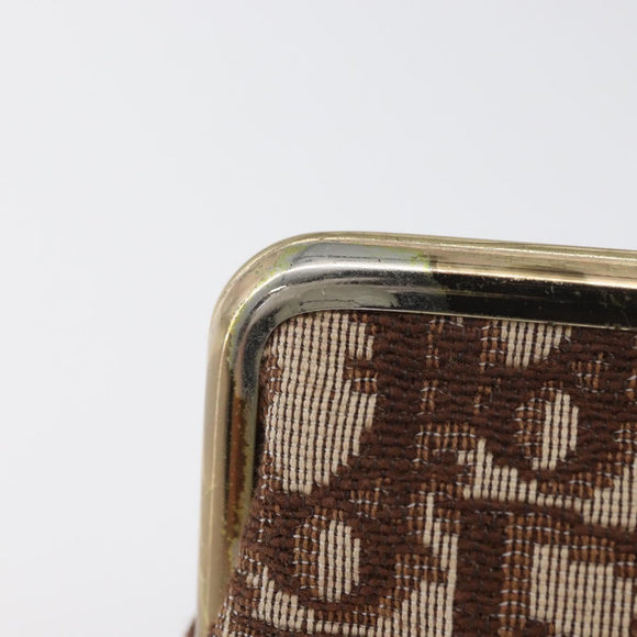 Christian Dior Trotter Canvas Pouch Brown Gold Auth 179495