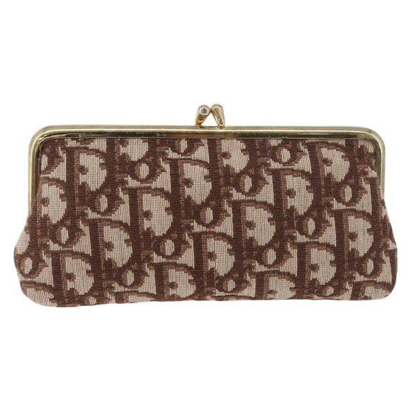 Christian Dior Trotter Canvas Pouch Brown Gold Auth 179495