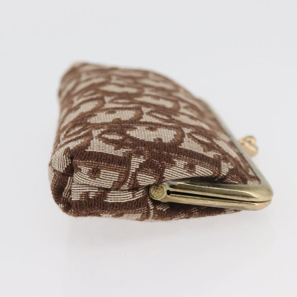 Christian Dior Trotter Canvas Pouch Brown Gold Auth 179495