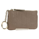 GUCCI GG Emblem Key Pouch Leather Beige Gold 815891 Auth 179515V-1