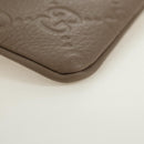 GUCCI GG Emblem Key Pouch Leather Beige Gold 815891 Auth 179515V-15
