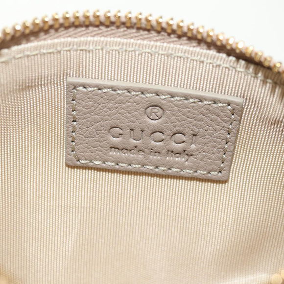 GUCCI GG Emblem Key Pouch Leather Beige Gold 815891 Auth 179515V