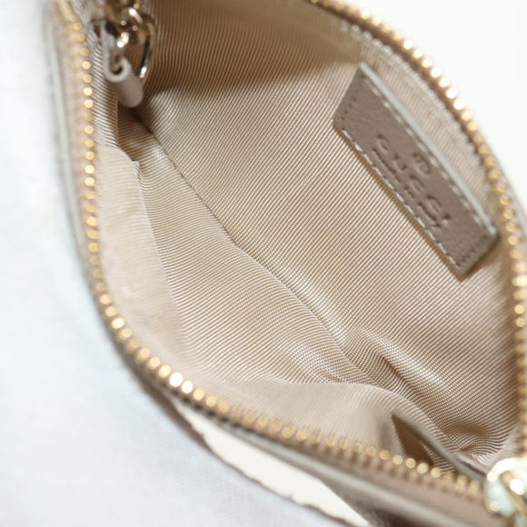 GUCCI GG Emblem Key Pouch Leather Beige Gold 815891 Auth 179515V