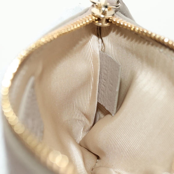 GUCCI GG Emblem Key Pouch Leather Beige Gold 815891 Auth 179515V