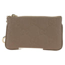 GUCCI GG Emblem Key Pouch Leather Beige Gold 815891 Auth 179515V-13