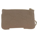 GUCCI GG Emblem Key Pouch Leather Beige Gold 815891 Auth 179515V-2