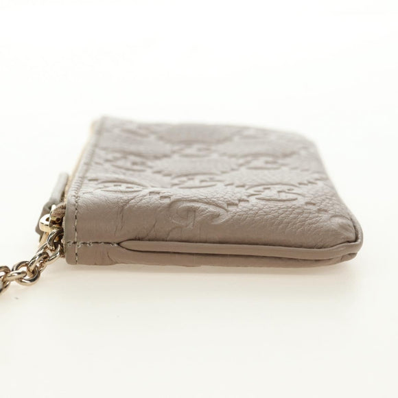 GUCCI GG Emblem Key Pouch Leather Beige Gold 815891 Auth 179515V