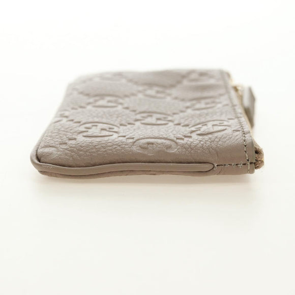 GUCCI GG Emblem Key Pouch Leather Beige Gold 815891 Auth 179515V