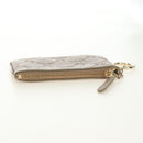 GUCCI GG Emblem Key Pouch Leather Beige Gold 815891 Auth 179515V-5
